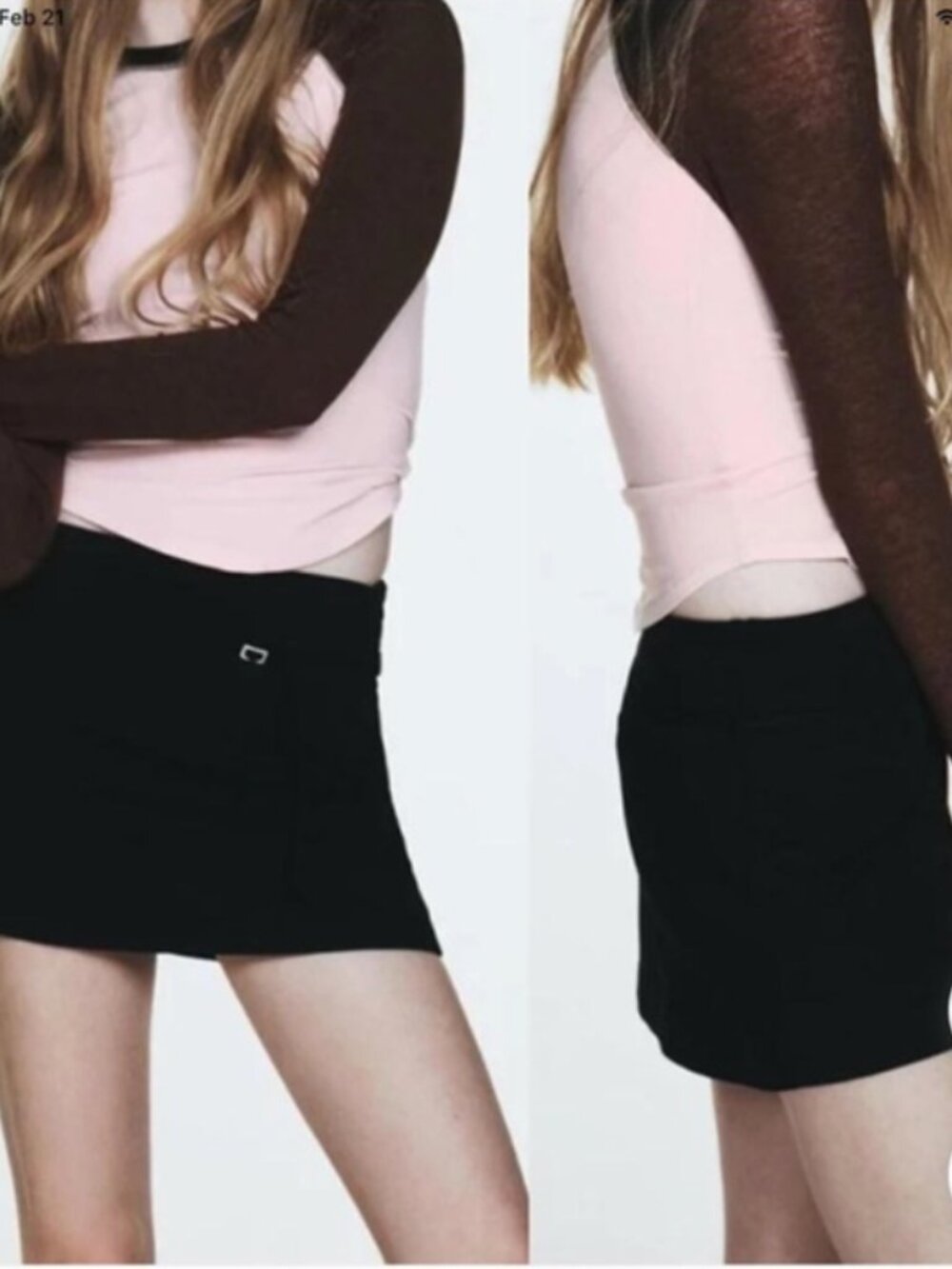 Zara High Rise Black Mini Skort